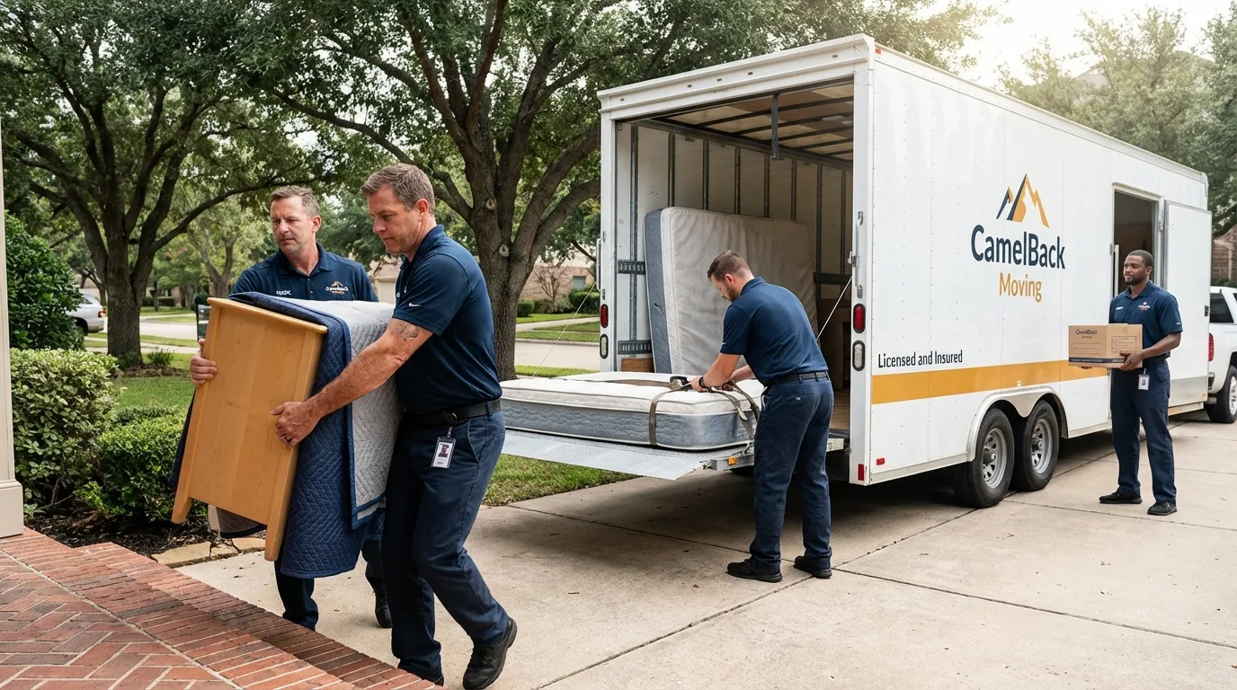 Crew loading residential truck for cross-state move from Riverdale, GA