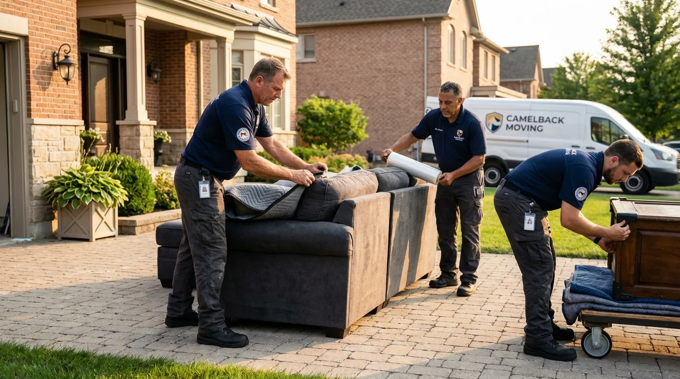 Large estate moving crew wrapping furniture in Riverdale, GA