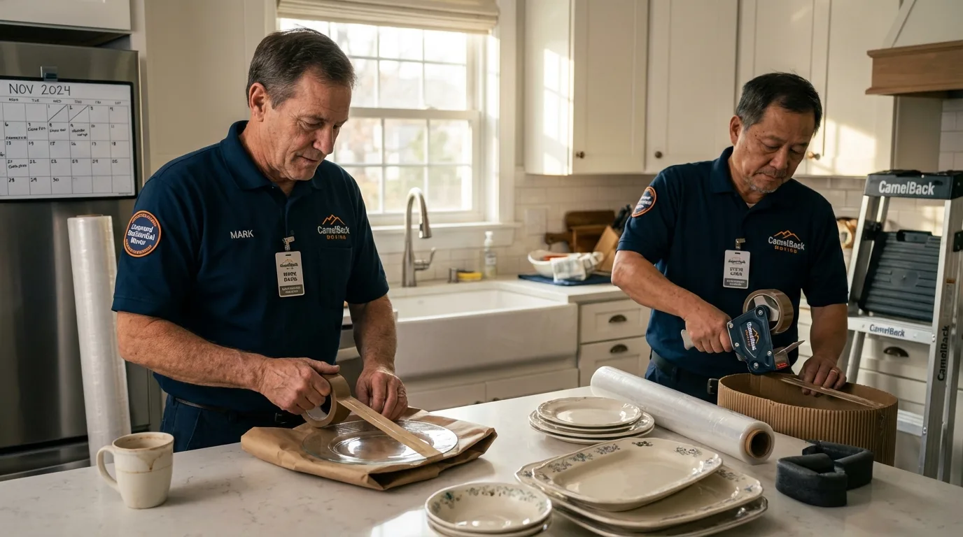 Professional crew packing kitchen dishware in Riverdale, GA